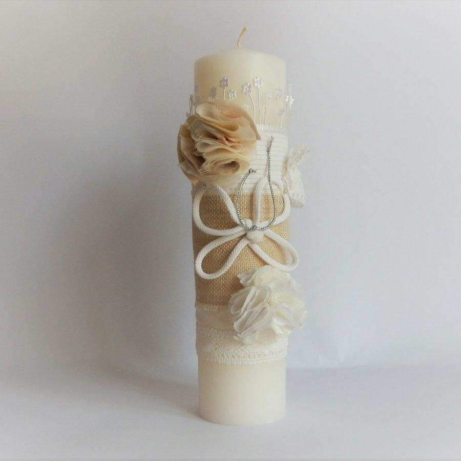Lumânare handmade din parafină pentru botez- Fluturașul de In