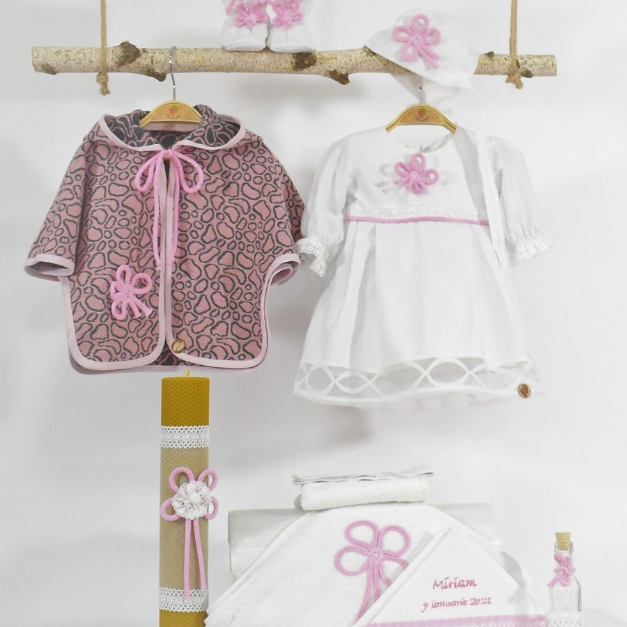 Colecția botez fetițe- Trifoi Roz cu Noroc